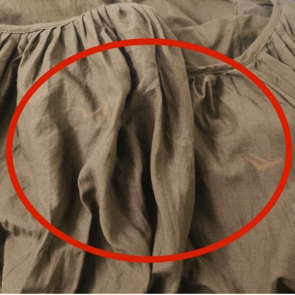 Rhode Resort Lea Pleated Solid Midi Dress Ruffle Tiered Cotton Green XS 283982 - Picture 6 of 7